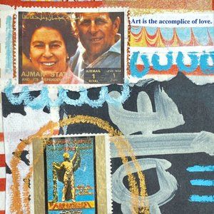 Joyful Art Original Wall Art Collage Oil Pastel Painting Mat Frame Ready 8x10in